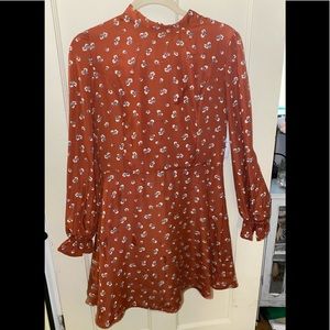 Abound Red Brick Print Flowers Mini Dress